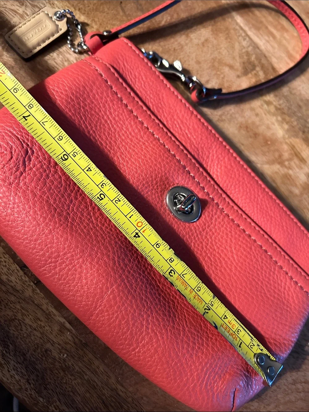 Coach Coral Leather Wristlet Clutch